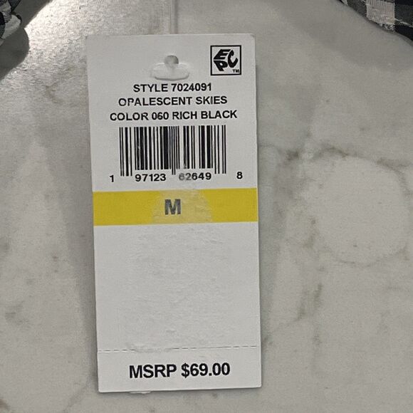 CeCe NEW Black White Gingham Flutter Short Sleeve V Neck Top Size Medium - Picture 13 of 14